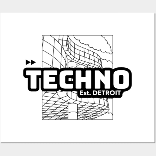 TECHNO  - Est. Detroit (black) Posters and Art